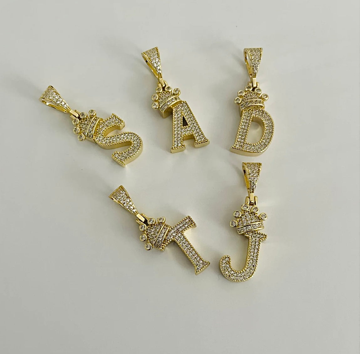 Initial Crown Pendant (Chain Included)