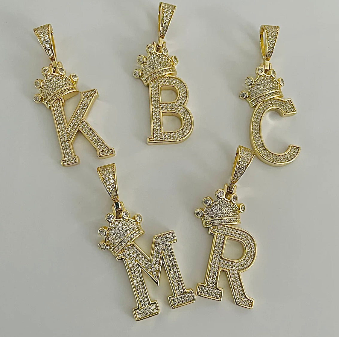 Initial Crown Pendant (Chain Included)
